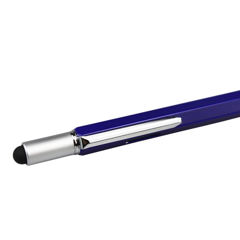 DUNBONG Metal Multi tool Pen 6-in-1 Stylus Pen - With Screwdriver, Ballpoint Pen Black ink, Stylus pen, Level and Ruler, 1-Count (Blue) - Image 4